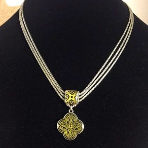 Brighton necklace vintage patterned silver tone